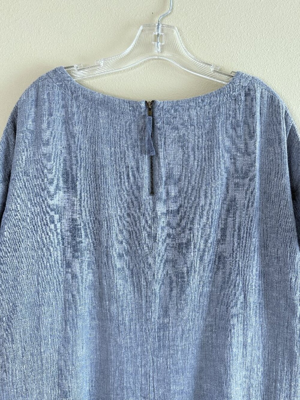 Poetry Linen Blend Crinkle Shift Dress, 10, Blue Minimalist Coastal - Picture 6 of 10